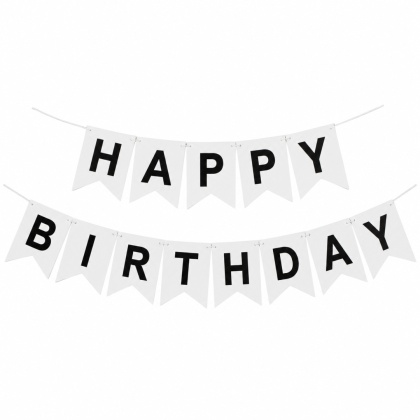 SREBRNY BANER URODZINOWY GIRLANDA HAPPY BIRTHDAY