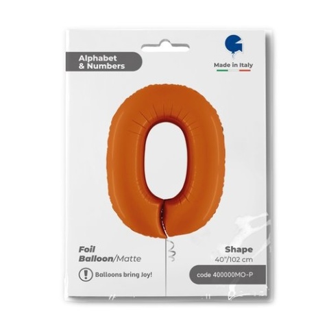 BALON FOLIOWY CYFRA 0 POMARAŃCZOWA MAT 102cm BALON CYFRA URODZINY ROCZNICA