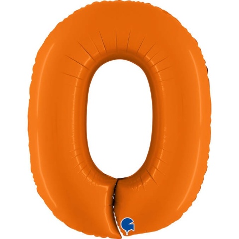 BALON FOLIOWY CYFRA 0 POMARAŃCZOWA MAT 102cm BALON CYFRA URODZINY ROCZNICA