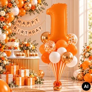 BALON FOLIOWY CYFRA 1 POMARAŃCZOWA MAT 102cm BALON CYFRA URODZINY ROCZNICA