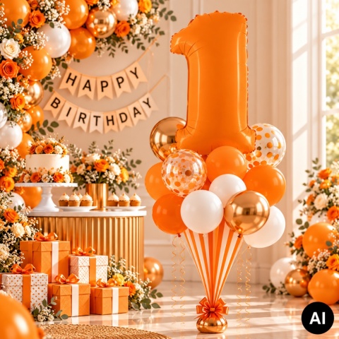 BALON FOLIOWY CYFRA 1 POMARAŃCZOWA MAT 102cm BALON CYFRA URODZINY ROCZNICA