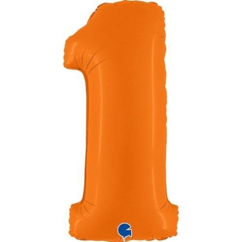 BALON FOLIOWY CYFRA 1 POMARAŃCZOWA MAT 102cm BALON CYFRA URODZINY ROCZNICA
