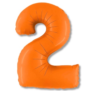 BALON FOLIOWY CYFRA 2 POMARAŃCZOWA MAT 102cm BALON CYFRA URODZINY ROCZNICA