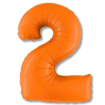 BALON FOLIOWY CYFRA 2 POMARAŃCZOWA MAT 102cm BALON CYFRA URODZINY ROCZNICA
