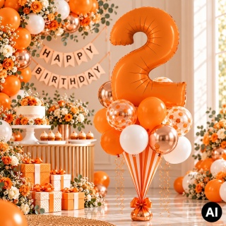 BALON FOLIOWY CYFRA 2 POMARAŃCZOWA MAT 102cm BALON CYFRA URODZINY ROCZNICA