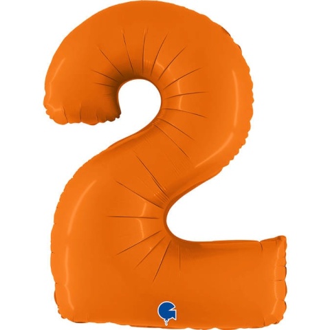 BALON FOLIOWY CYFRA 2 POMARAŃCZOWA MAT 102cm BALON CYFRA URODZINY ROCZNICA