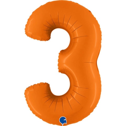 BALON FOLIOWY CYFRA 3 POMARAŃCZOWA MAT 102cm BALON CYFRA URODZINY ROCZNICA
