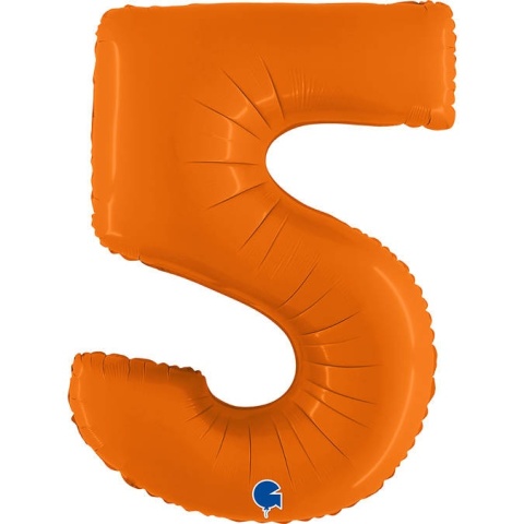 BALON FOLIOWY CYFRA 5 POMARAŃCZOWA MAT 102cm BALON CYFRA URODZINY ROCZNICA