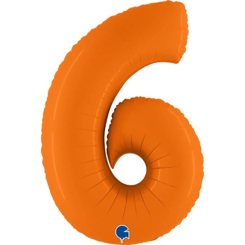 BALON FOLIOWY CYFRA 6 POMARAŃCZOWA MAT 102cm BALON CYFRA URODZINY ROCZNICA