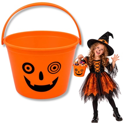 POMARAŃCZOWE WIADERKO NA CUKIERKI 11,5cm WIADERKO HALLOWEEN