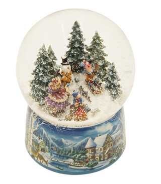 48039 PRZEPIĘKNA KULA POZYTYWKA Z PRÓSZĄCYM ŚNIEGIEM I OGNISKIEM
