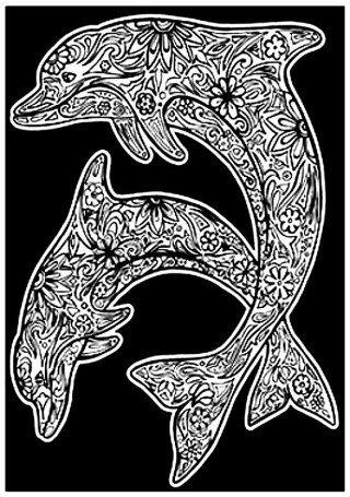 9 WYPUKŁA WELUROWA KOLOROWANKA WELWET DELFINY