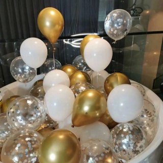 ZŁOTE BALONY METALICZNE + KONFETTI - 10sztuk