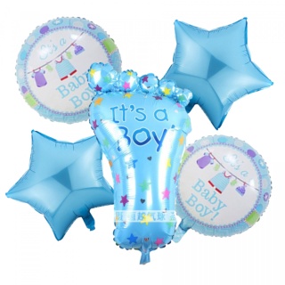 BABY SHOWER CHŁOPIEC - BALONY FOLIOWE ZESTAW