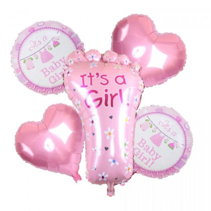 BABY SHOWER DZIEWCZYNKA - BALONY FOLIOWE ZESTAW