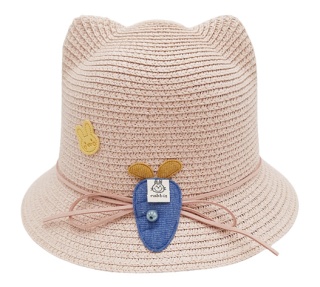 RÓŻOWY KAPELUSZ Z USZAMI DLA DZIEWCZYNKI + TOREBECZKA