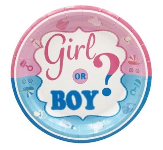 TALERZYKI PAPIEROWE BABY SHOWER NIESPODZIANKA 18cm