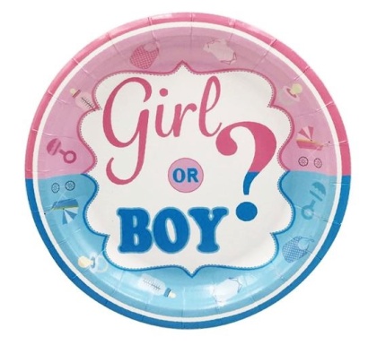 TALERZYKI PAPIEROWE BABY SHOWER NIESPODZIANKA 18cm