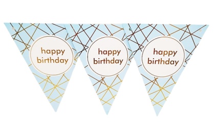 NIEBIESKA GIRLANDA URODZINOWA HAPPY BIRTHDAY FLAGI