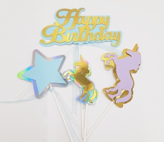 NIEBIESKI TOPPER URODZINOWY NA TORT BABECZKI HAPPY BIRTHDAY