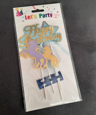 NIEBIESKI TOPPER URODZINOWY NA TORT BABECZKI HAPPY BIRTHDAY