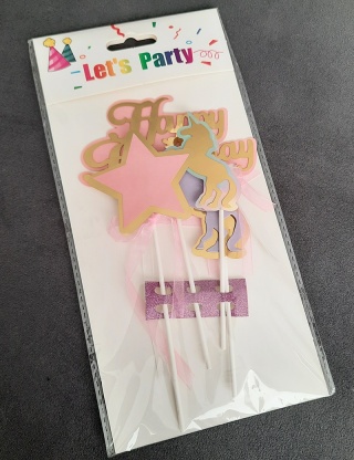 RÓŻOWY TOPPER URODZINOWY NA TORT BABECZKI HAPPY BIRTHDAY