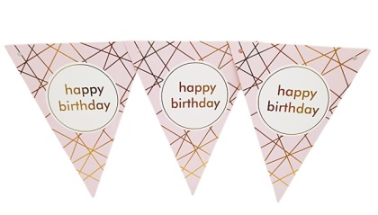 RÓŻOWA GIRLANDA URODZINOWA HAPPY BIRTHDAY FLAGI