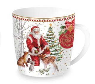 ŚWIĄTECZNY KUBEK PORCELANOWY W PUDEŁKU 350ml MIKOŁAJ I ZWIERZĘTA