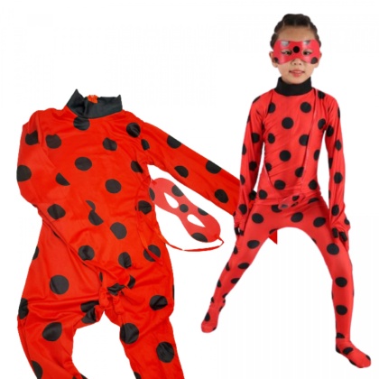 99 STRÓJ BIEDRONKI Z MASKĄ MIRACULOUS KARNAWAŁ 5-7lat