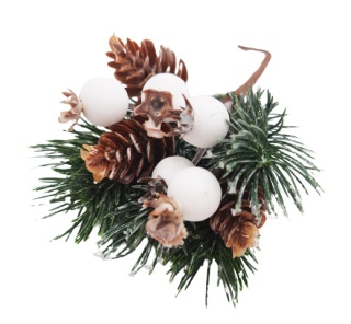 GAŁĄZKI DEKORACYJNE Z SZYSZKĄ ŚWIĄTECZNE BIAŁA JAGODA 2szt.