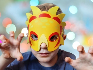 ŻÓŁTA MASKA DINOZAURA NA BAL KOSTIUM KARNAWAŁ