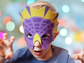 FIOLETOWA MASKA DINOZAURA NA BAL KOSTIUM KARNAWAŁ