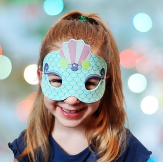 NIEBIESKA MASKA SYRENY DLA DZIECI NA BAL KOSTIUM KARNAWAŁ