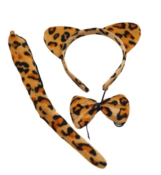 8038 STRÓJ DZIKI KOT NA BAL PRZEBRANIE OPASKA, MUCHA, OGON