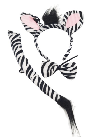 8036 STRÓJ ZEBRY NA BAL PRZEBRANIE OPASKA, MUCHA, OGON