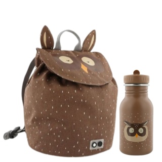 PLECAK DO PRZEDSZKOLA ŻŁOBKA + BIDON ZESTAW SÓWKA