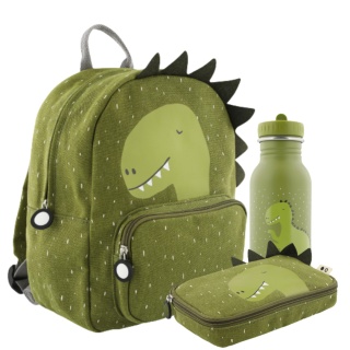 PLECAK DO SZKOŁY ZERÓWKI + BIDON PIÓRNIK ZESTAW DINO