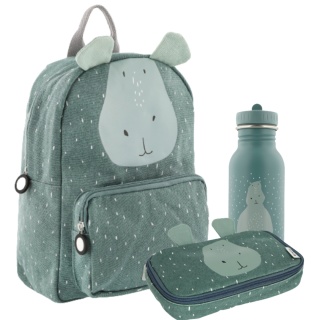 PLECAK DO SZKOŁY ZERÓWKI + BIDON PIÓRNIK ZESTAW HIPOPOTAM