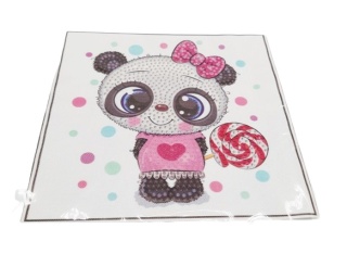 MOZAIKA DIAMENTOWA DLA DZIECI PANDA OBRAZEK W RAMCE 19x19