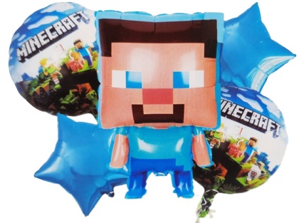 MINECRAFT ZESTAW BALONÓW FOLIOWYCH 5szt. URODZINY