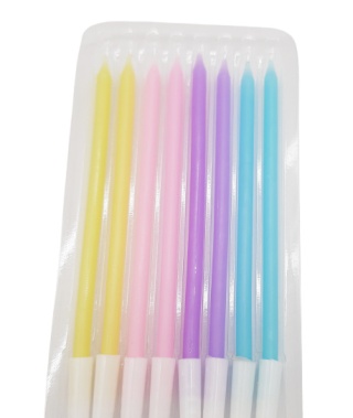 PASTELOWE ŚWIECZKI URODZINOWE DŁUGIE 8szt.