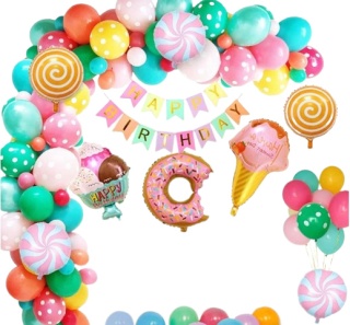 DEKORACJE URODZINOWE SŁODYCZE DUŻY ZESTAW 90el.