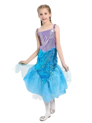 8037 STRÓJ PRZEBRANIE NA BAL SYRENKA SUKIENKA 140cm