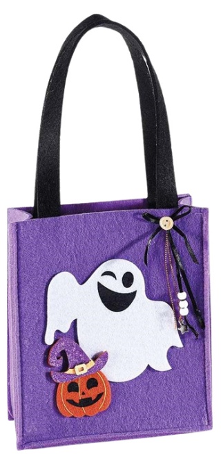 FIOLETOWA TOREBKA NA CUKIERKI FILCOWA HALLOWEEN - DUSZEK