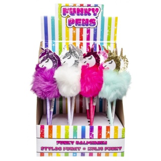 DŁUGOPIS Z PUSZYSTYM JEDNOROŻCEM RÓŻNE WZORY