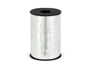 SREBRNA WSTĄŻKA DO BALONÓW 5m PLASTIKOWA 5mm