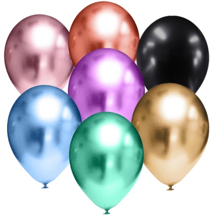 CHROMOWANE BALONY LATEKSOWE MIX KOLORÓW 30cm 7sztuk
