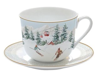 PORCELANOWA FILIŻANKA ZE SPODKIEM 400ml ZABAWA NA STOKU
