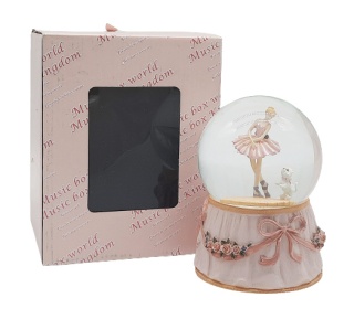 15024 KULA POZYTYWKA BALETNICA Z PIESKIEM W KULI Z BROKATEM