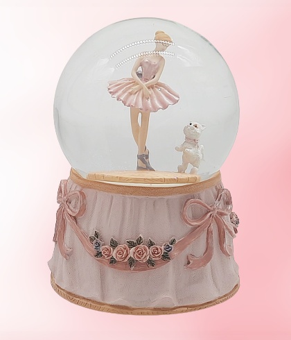 15024 KULA POZYTYWKA BALETNICA Z PIESKIEM W KULI Z BROKATEM